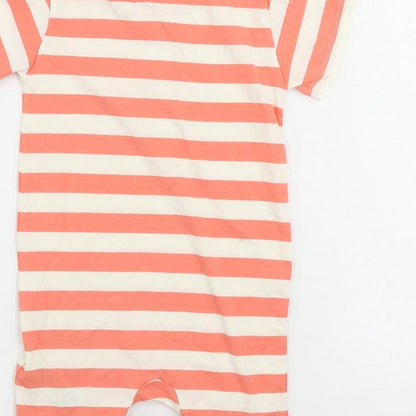 Marks and Spencer Girls Pink Striped Cotton Romper One-Piece Size 2-3 Years Snap