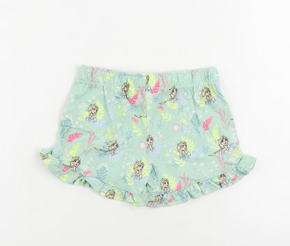 Marks and Spencer Girls Green Floral Cotton Top Sleep Shorts Size 5-6 Years Drawstring - Frozen
