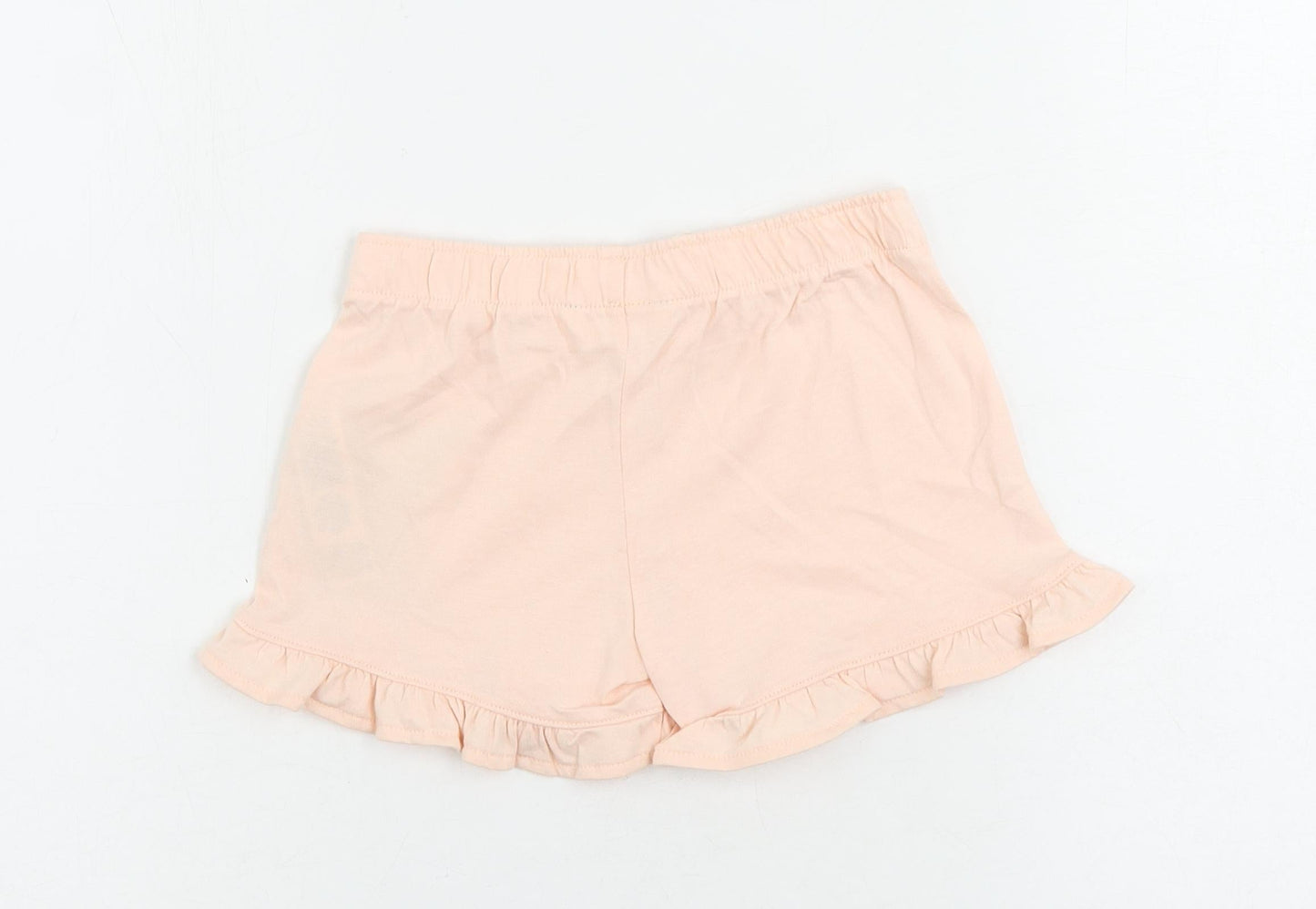 Marks and Spencer Girls Pink Solid Cotton Top Sleep Shorts Size 5-6 Years - Frozen