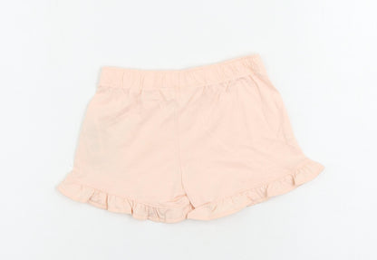 Marks and Spencer Girls Pink Solid Cotton Top Sleep Shorts Size 5-6 Years - Frozen
