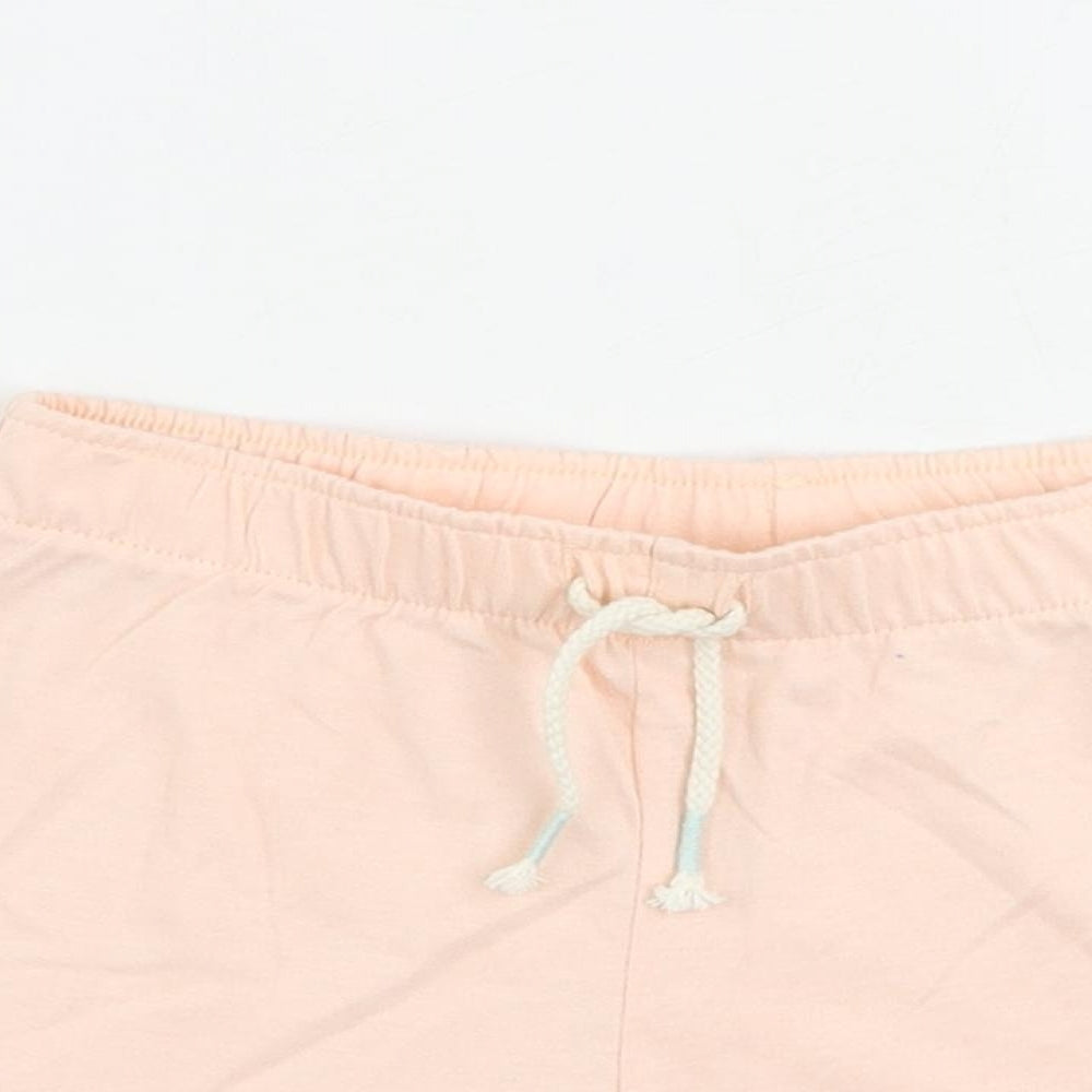 Marks and Spencer Girls Pink Solid Cotton Top Sleep Shorts Size 5-6 Years - Frozen