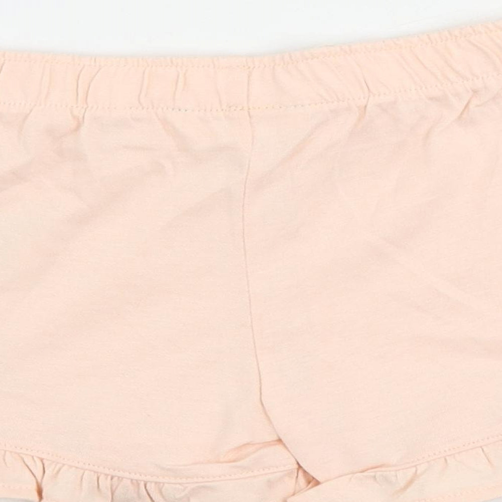 Marks and Spencer Girls Pink Solid Cotton Top Sleep Shorts Size 5-6 Years - Frozen