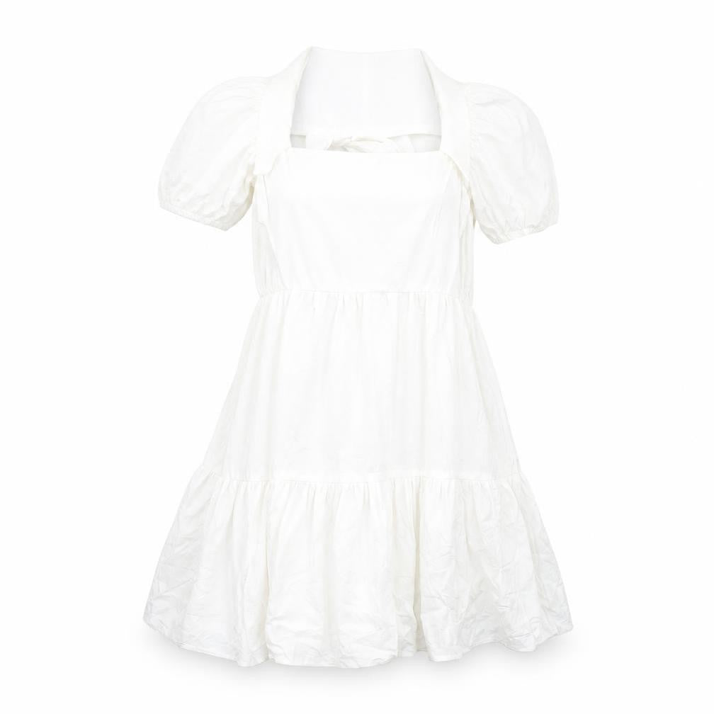 New Look Womens White Cotton A-Line Size 6 Square Neck Pullover