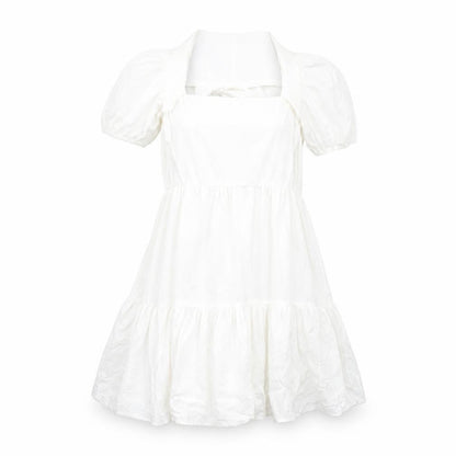 New Look Womens White Cotton A-Line Size 6 Square Neck Pullover