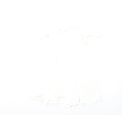 New Look Womens White Cotton A-Line Size 6 Square Neck Pullover