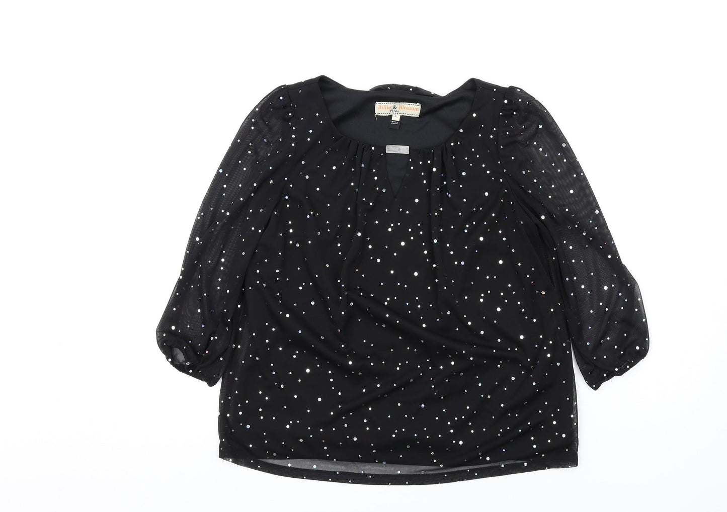 Dorothy Perkins Womens Black Polyester Basic Blouse Size 8 Round Neck