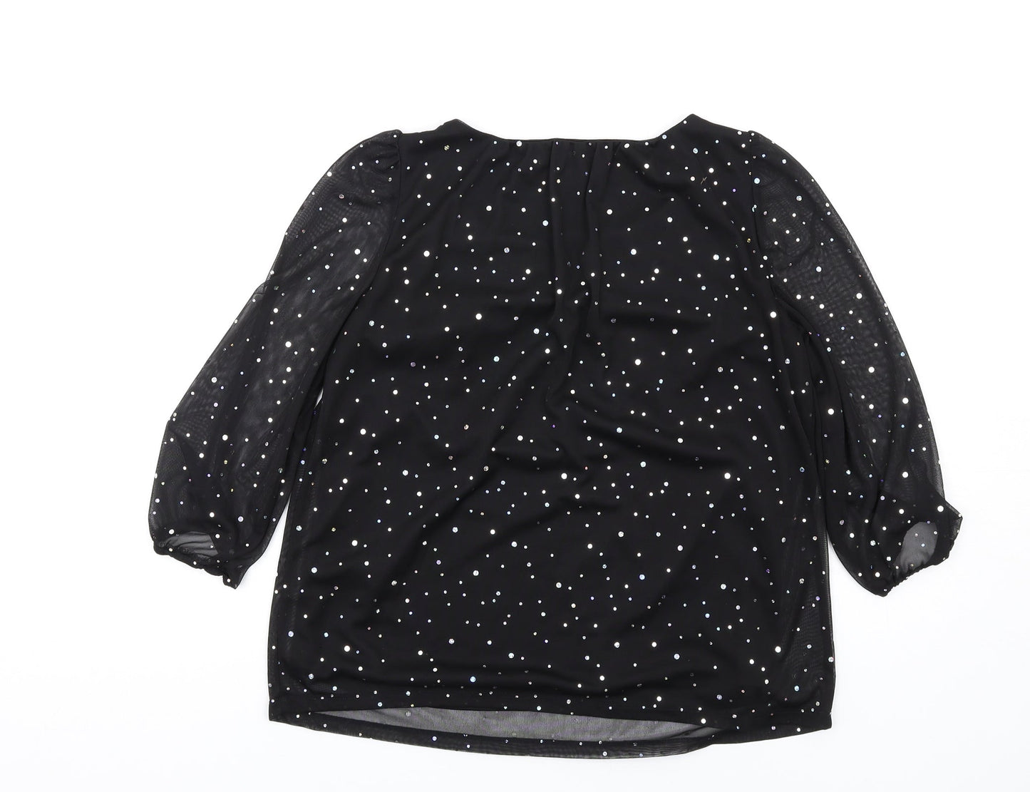 Dorothy Perkins Womens Black Polyester Basic Blouse Size 8 Round Neck
