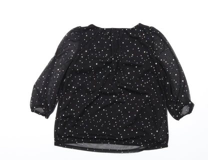 Dorothy Perkins Womens Black Polyester Basic Blouse Size 8 Round Neck
