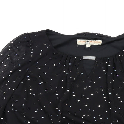 Dorothy Perkins Womens Black Polyester Basic Blouse Size 8 Round Neck