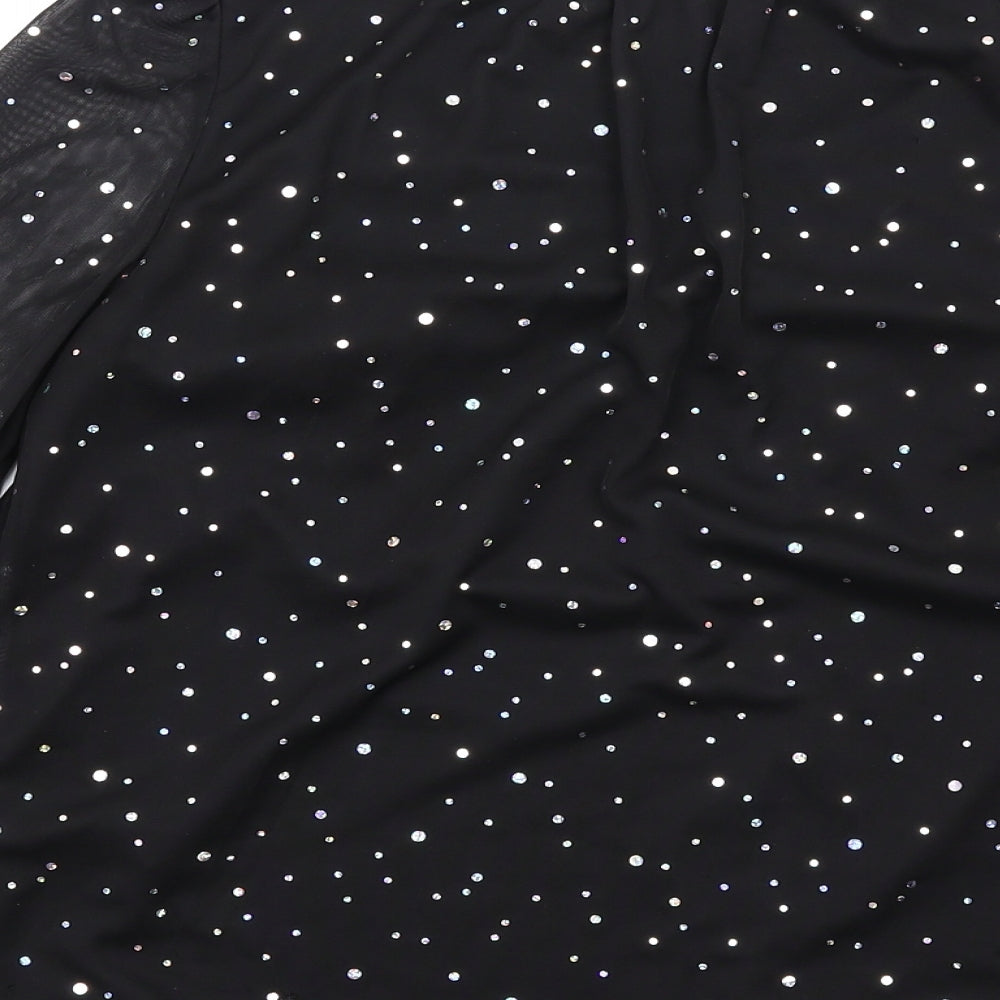 Dorothy Perkins Womens Black Polyester Basic Blouse Size 8 Round Neck