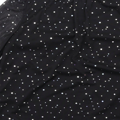 Dorothy Perkins Womens Black Polyester Basic Blouse Size 8 Round Neck