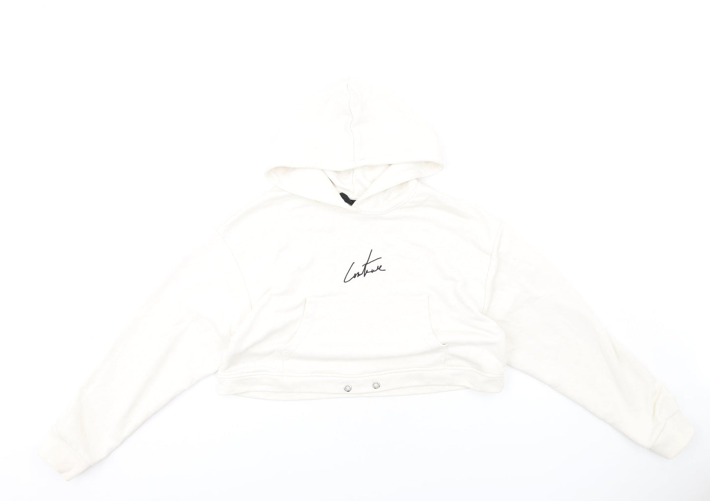 The Couture Club Womens Ivory Cotton Pullover Hoodie Size M Pullover