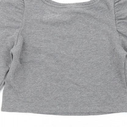 Zara Womens Grey Polyester Pullover Sweatshirt Size S Pullover - Puff Sleeve