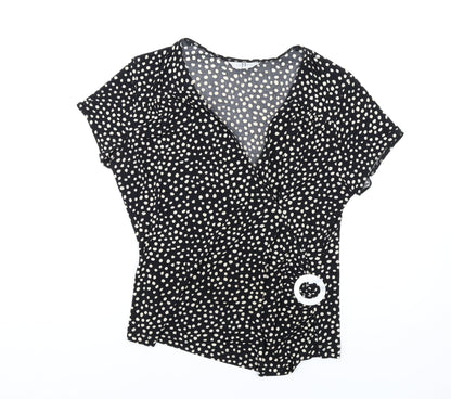 Womens UK Size 14 Joanna Hope Black Basic T-Shirt