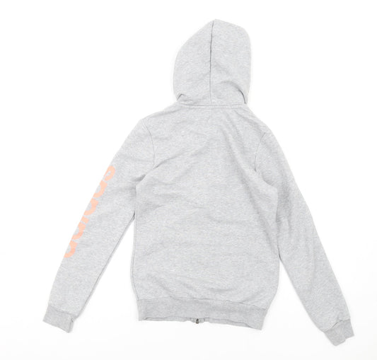 adidas Girls Grey Cotton Full Zip Hoodie Size 12-13 Years Zip