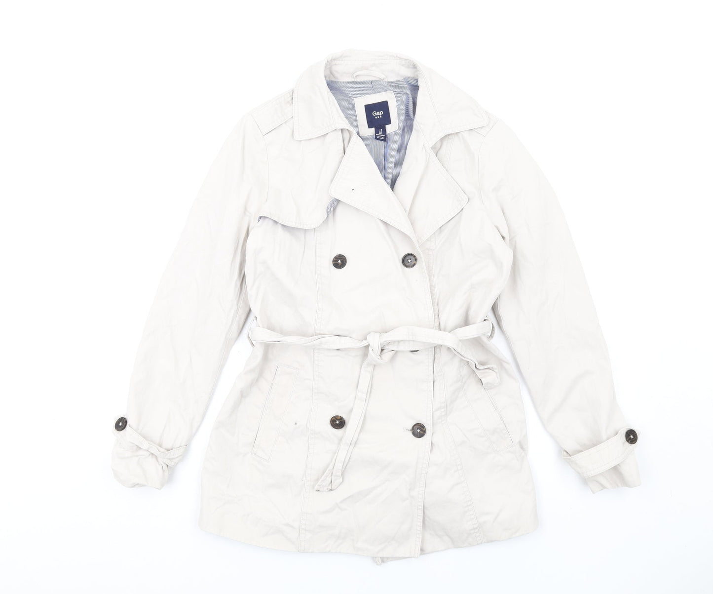 Gap Womens White Trench Coat Coat Size S Button