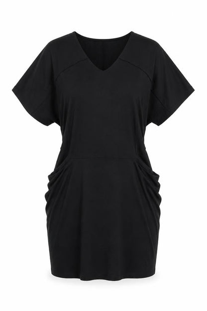 John Lewis Womens Black Lyocell T-Shirt Dress Size S V-Neck Pullover