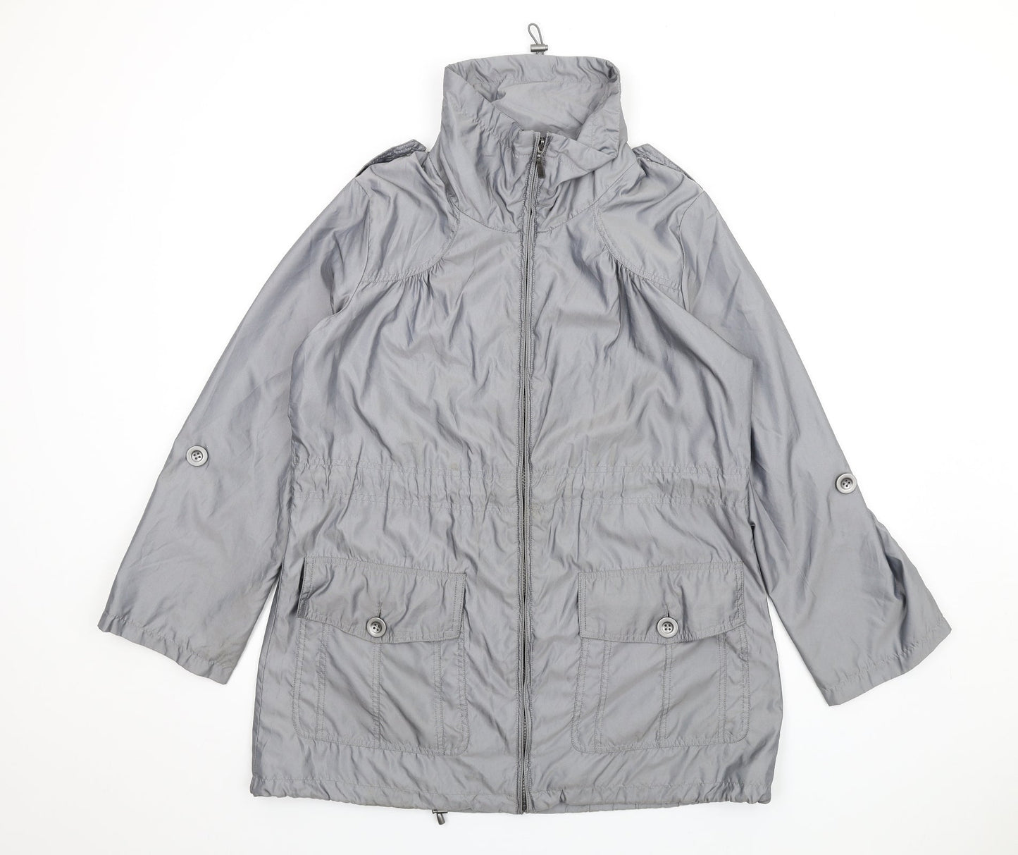 Womens UK Size 14 M&Co Grey Rain Coat