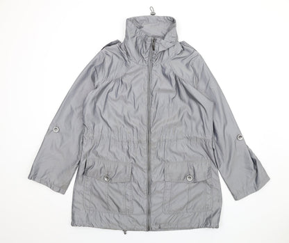 Womens UK Size 14 M&Co Grey Rain Coat
