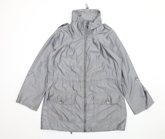 Womens UK Size 14 M&Co Grey Rain Coat