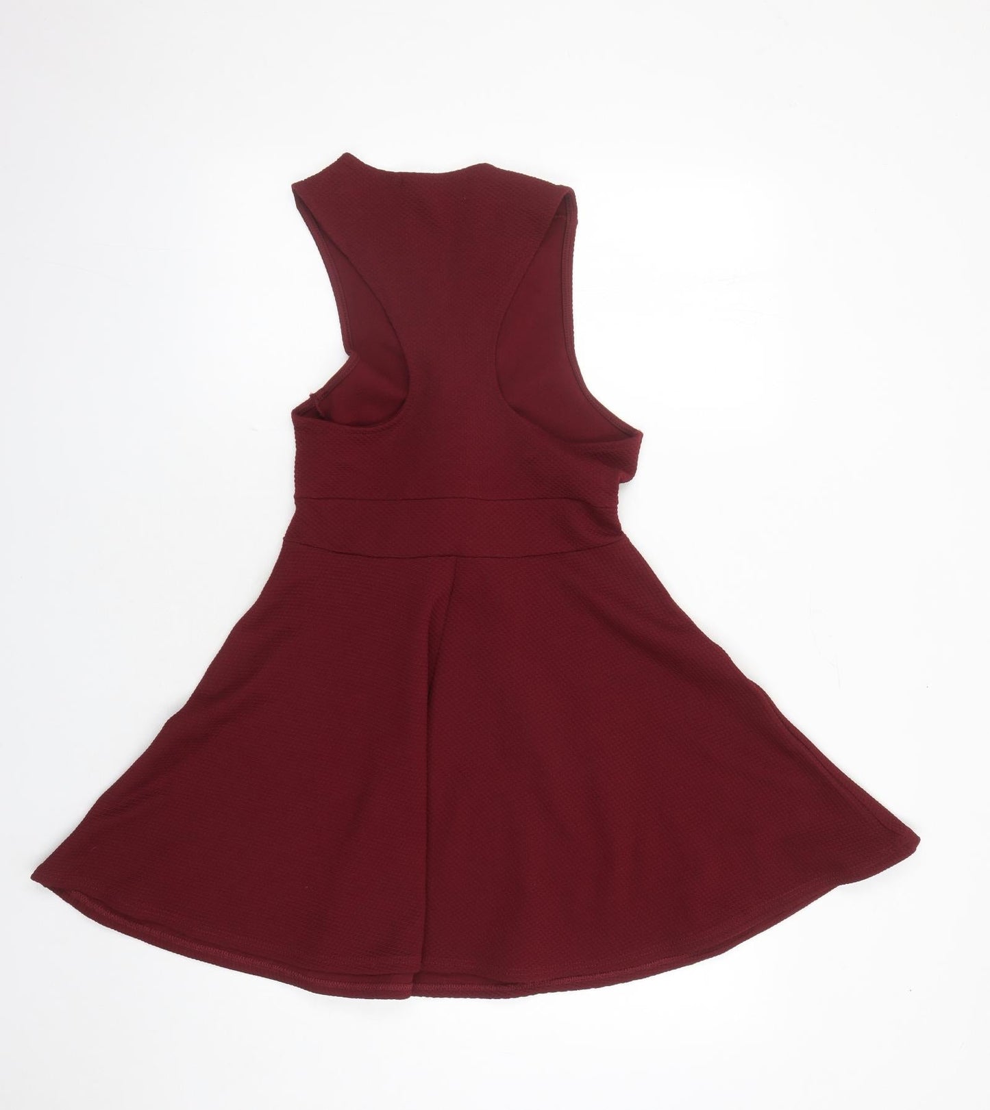 Boohoo Womens Red Polyester Fit & Flare Size 12 Round Neck Pullover