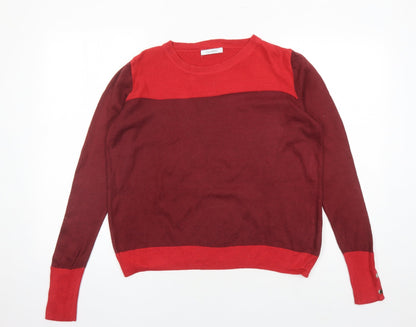 Classic Womens Red Round Neck Acrylic Pullover Jumper Size 12