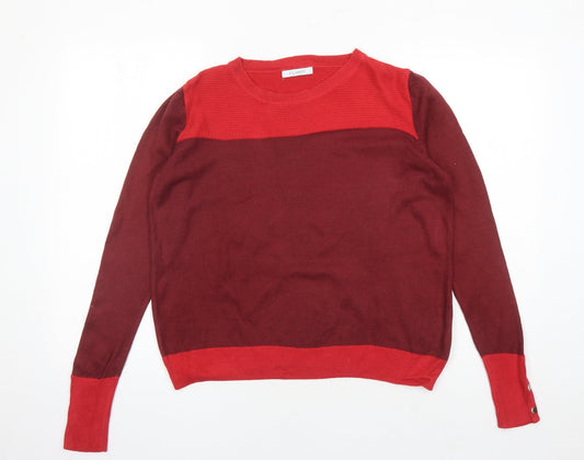 Classic Womens Red Round Neck Acrylic Pullover Jumper Size 12