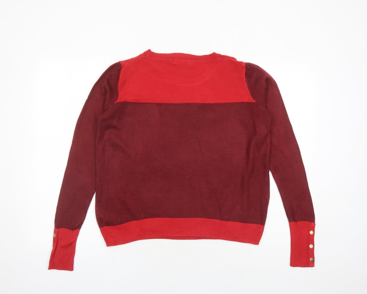 Classic Womens Red Round Neck Acrylic Pullover Jumper Size 12