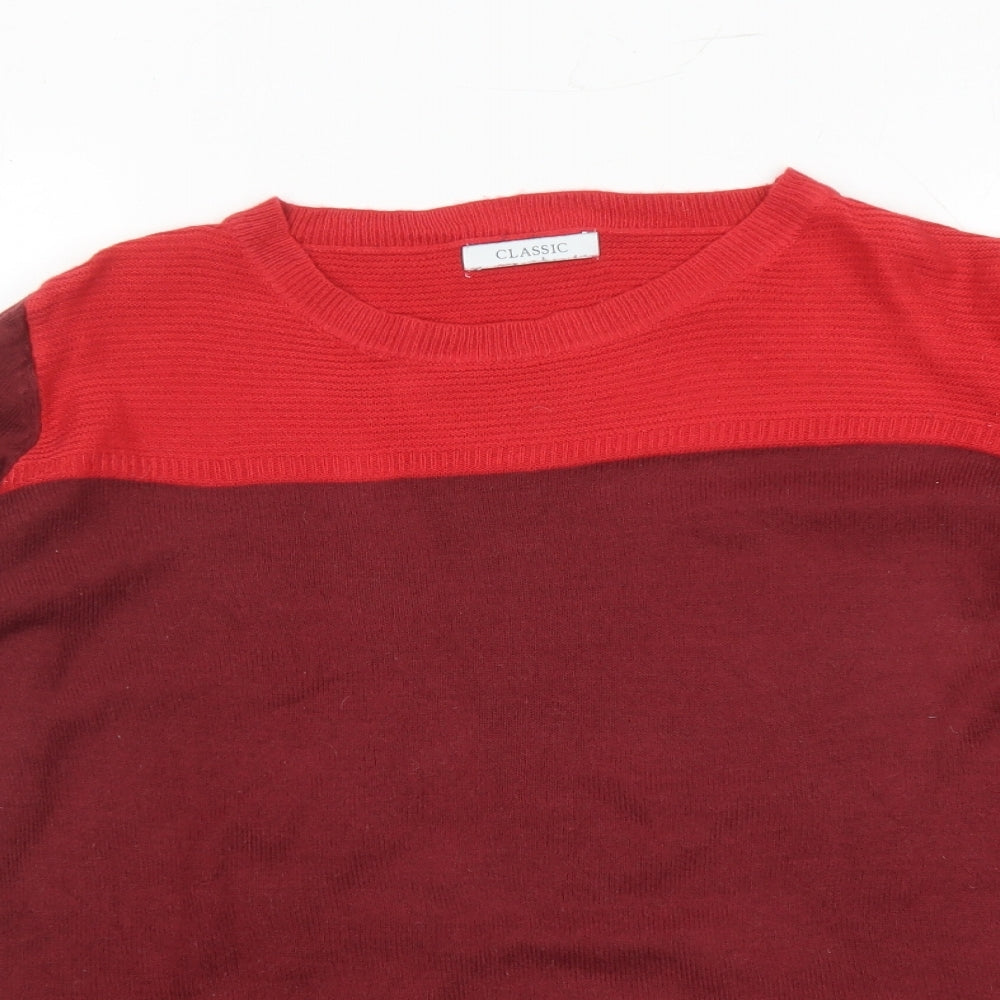 Classic Womens Red Round Neck Acrylic Pullover Jumper Size 12