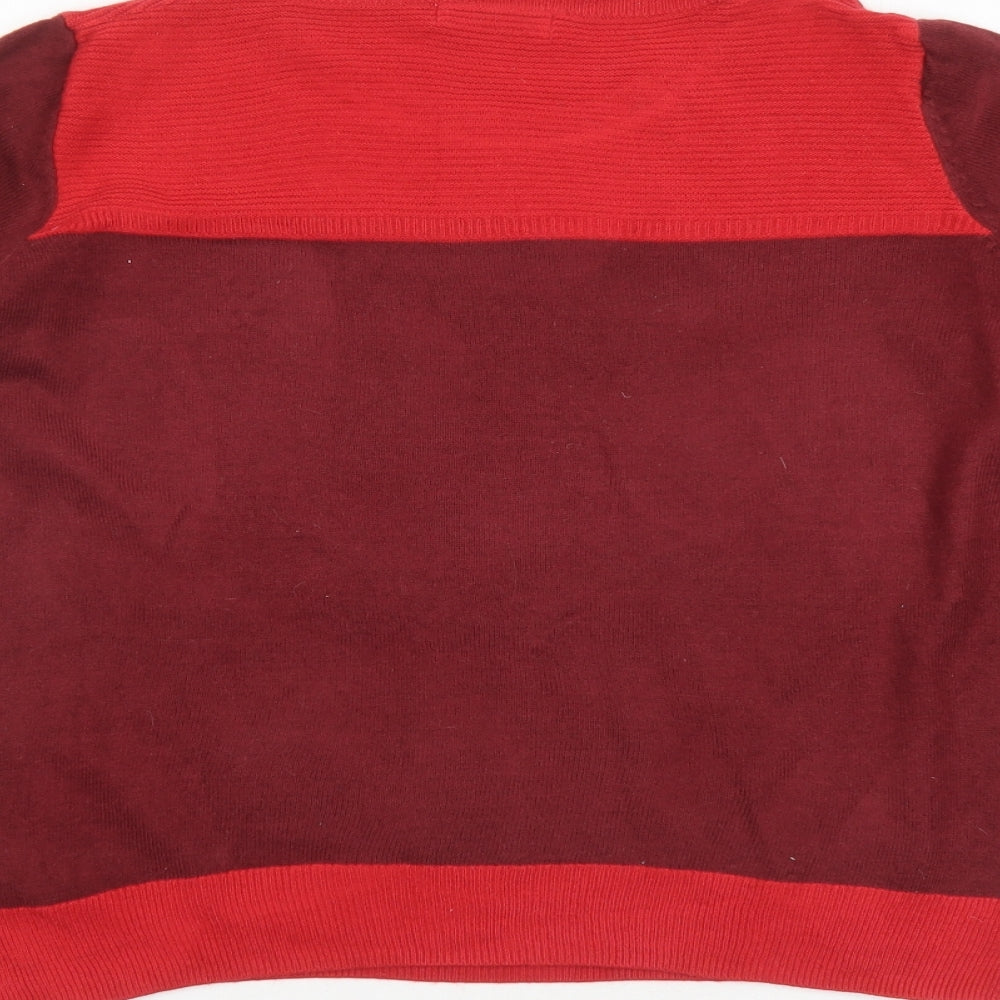 Classic Womens Red Round Neck Acrylic Pullover Jumper Size 12
