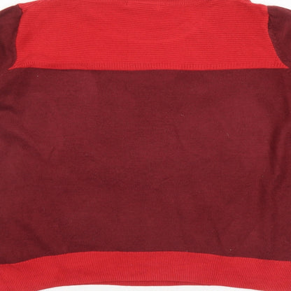 Classic Womens Red Round Neck Acrylic Pullover Jumper Size 12