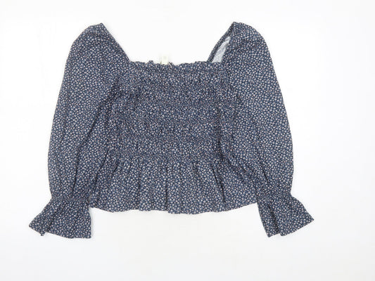 Womens UK Size M H&M Blue Basic Blouse