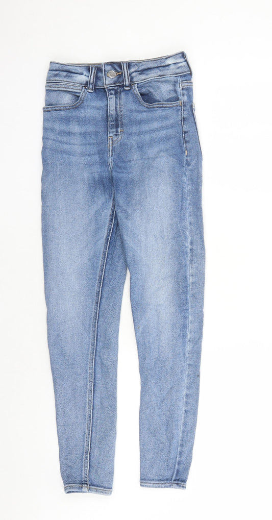 Topshop Womens Blue Cotton Skinny Jeans Size 26 in L27 in Regular Zip - Pockets