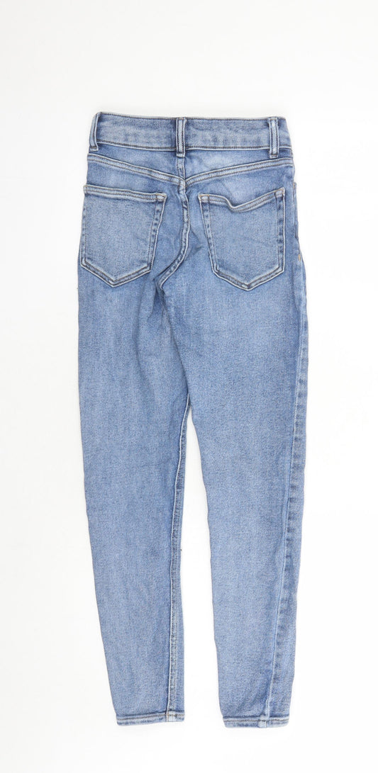 Topshop Womens Blue Cotton Skinny Jeans Size 26 in L27 in Regular Zip - Pockets
