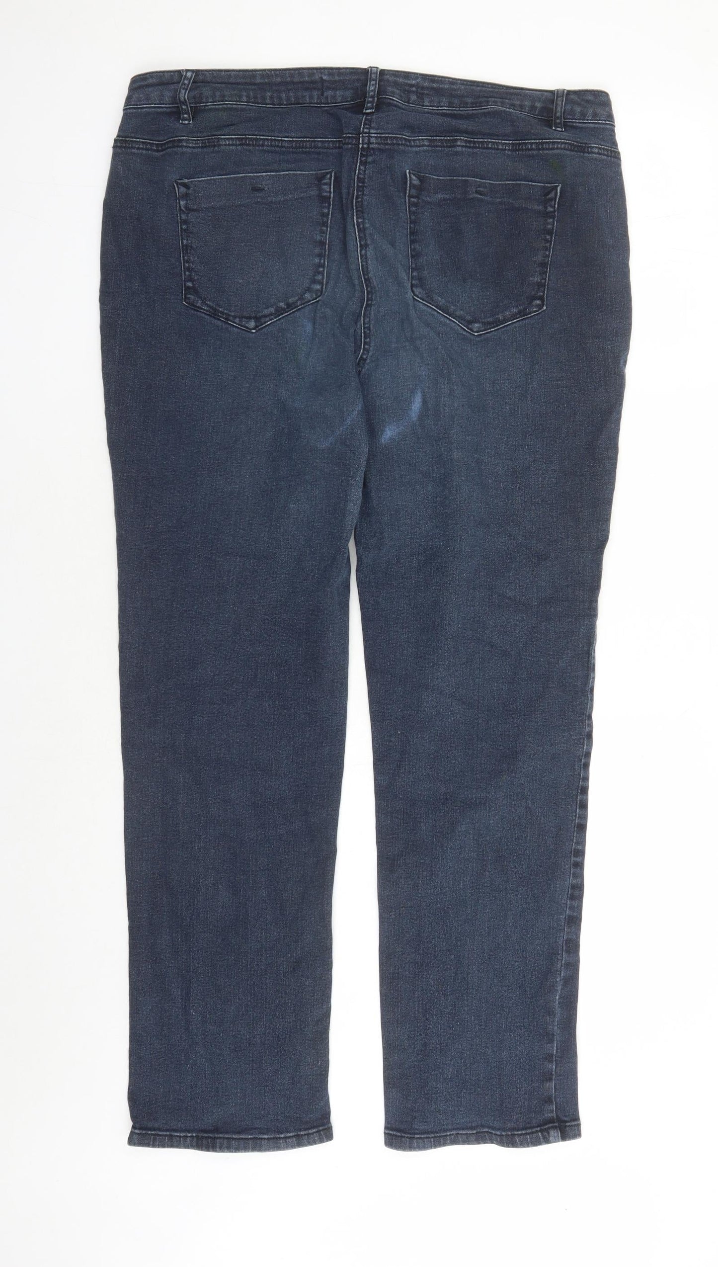Savior Womens Blue Cotton Straight Jeans Size 16 L29 in Regular Zip - Pockets