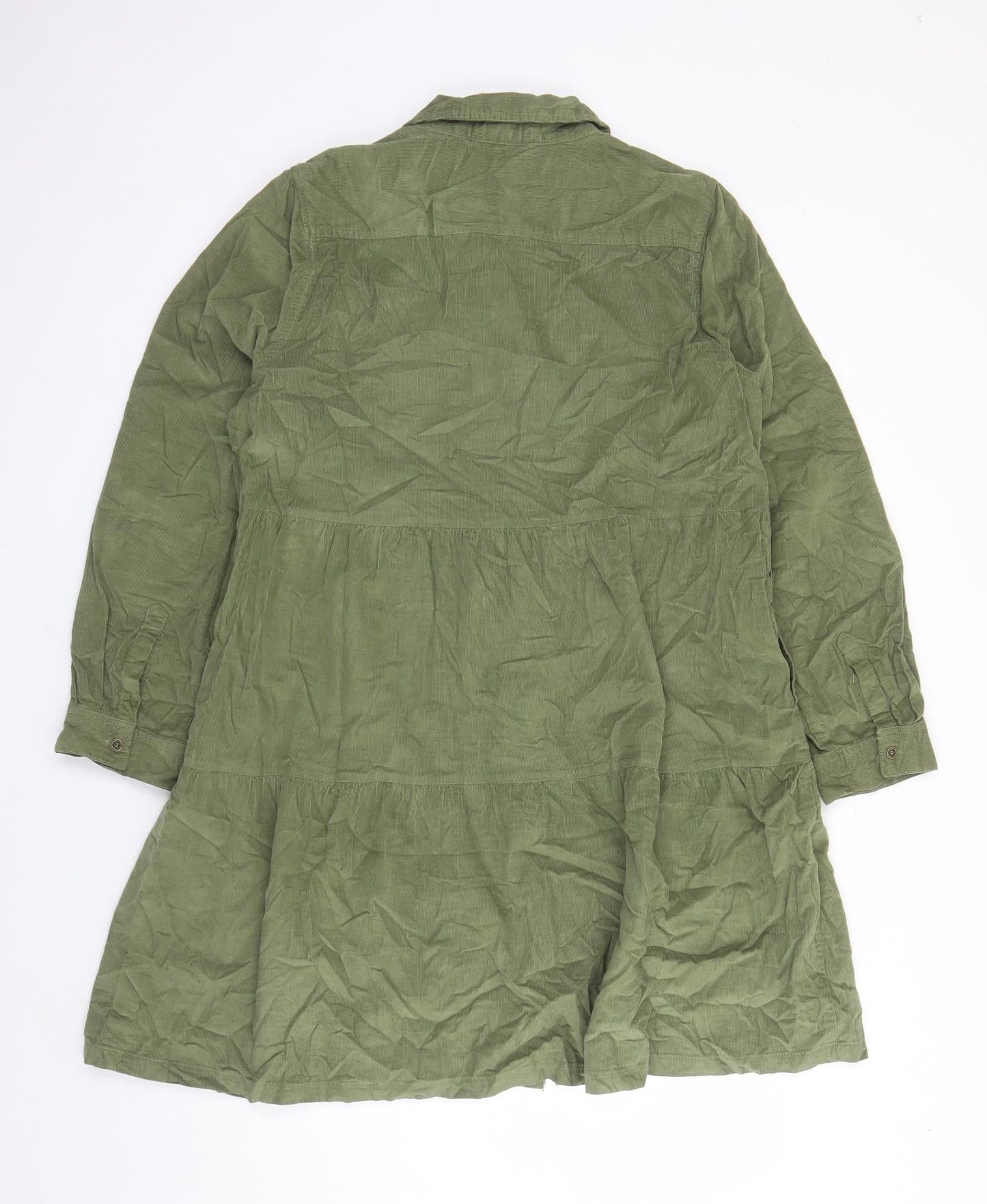 Velvet Heart Womens Green Cotton Shirt Dress Size L Collared Button - Pockets