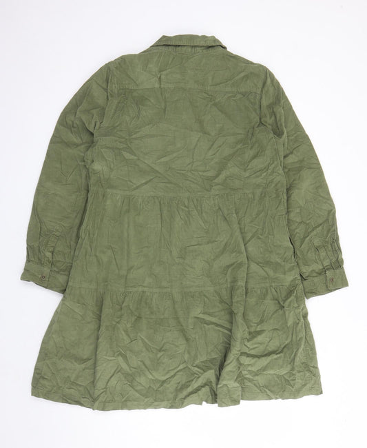 Velvet Heart Womens Green Cotton Shirt Dress Size L Collared Button - Pockets