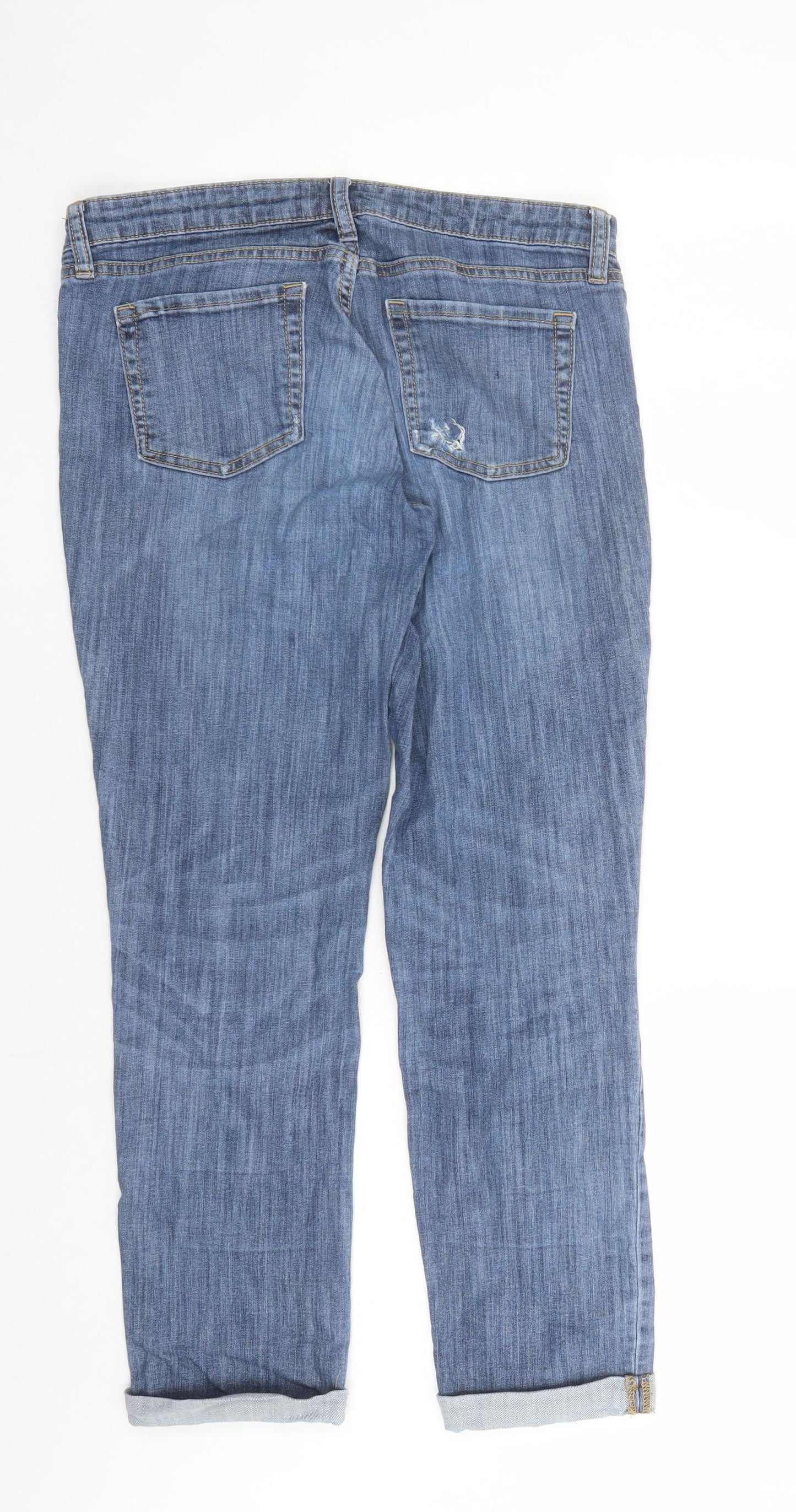 Gap Womens Blue Cotton Boyfriend Jeans Size 32 in L26 in Regular Zip - Pockets Short Leg