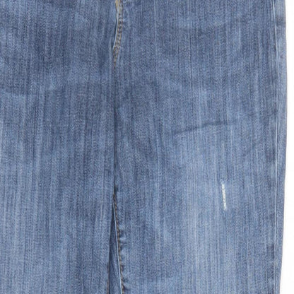 Gap Womens Blue Cotton Boyfriend Jeans Size 32 in L26 in Regular Zip - Pockets Short Leg