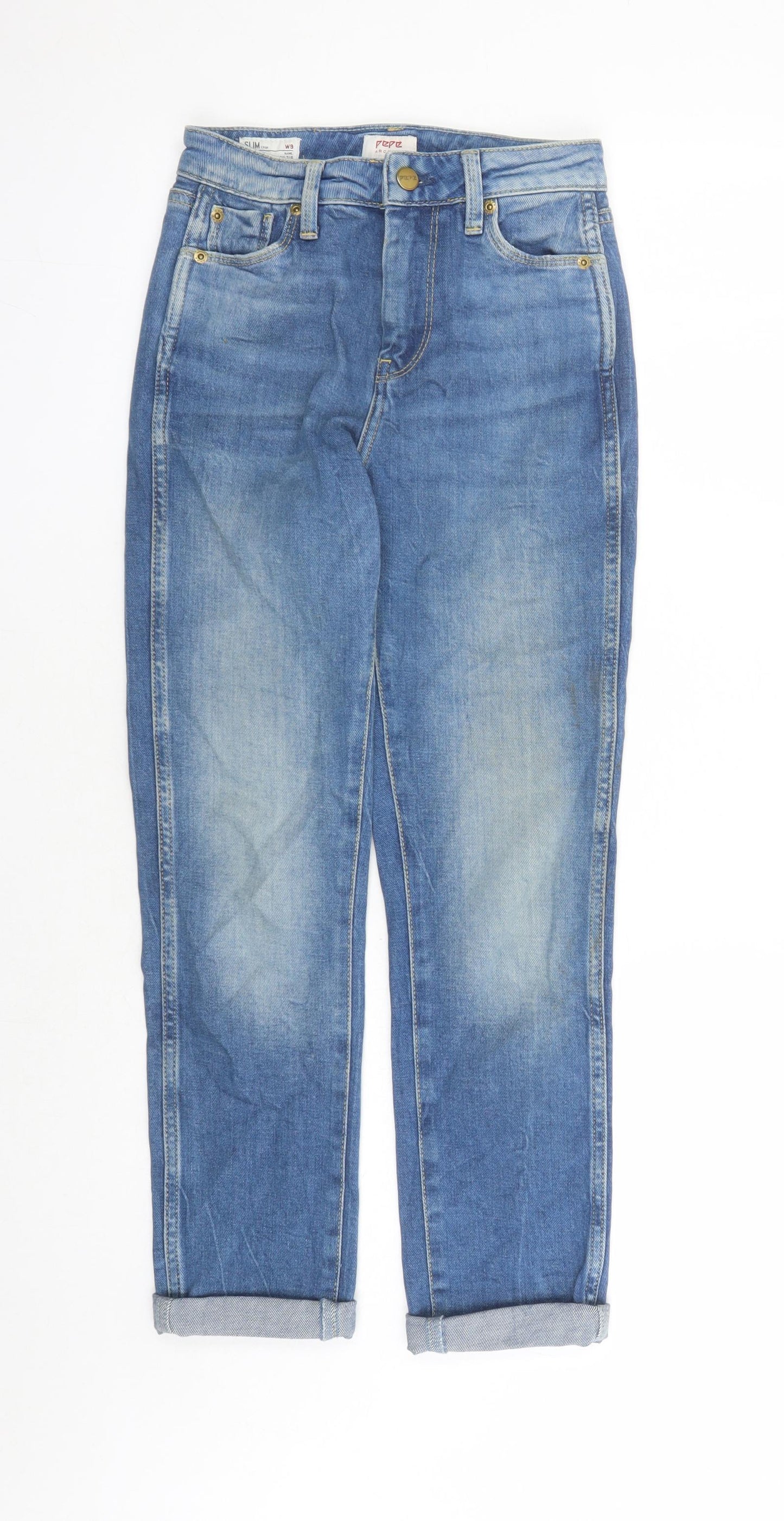 Pepe Jeans Womens Blue Polyester Cropped Jeans Size 24 in L24 in Slim Zip - Pockets