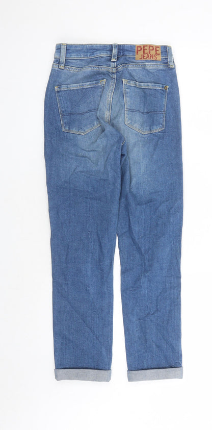 Pepe Jeans Womens Blue Polyester Cropped Jeans Size 24 in L24 in Slim Zip - Pockets