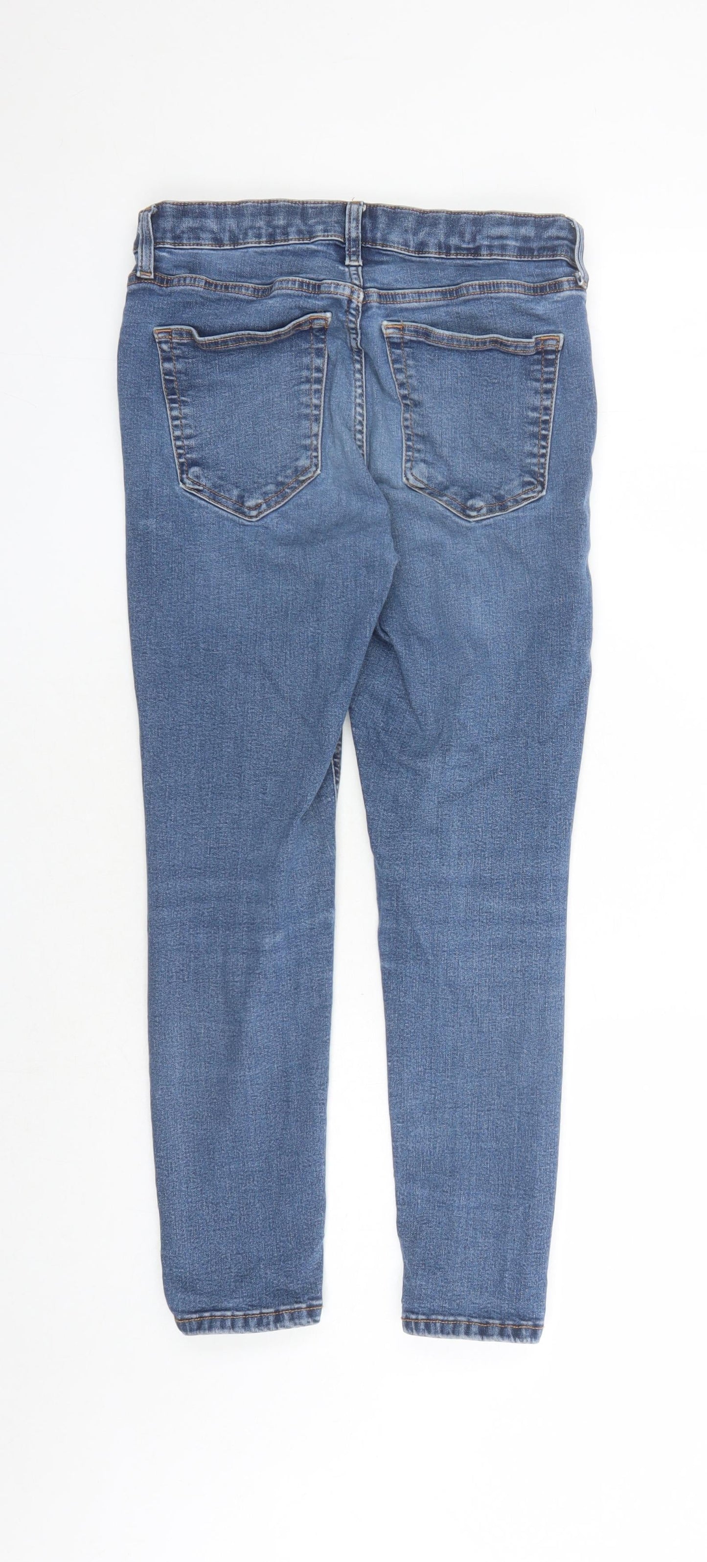 Topshop Womens Blue Cotton Cropped Jeans Size 28 in L24 in Regular Zip - Pockets