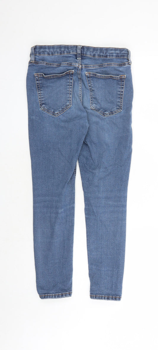 Topshop Womens Blue Cotton Cropped Jeans Size 28 in L24 in Regular Zip - Pockets