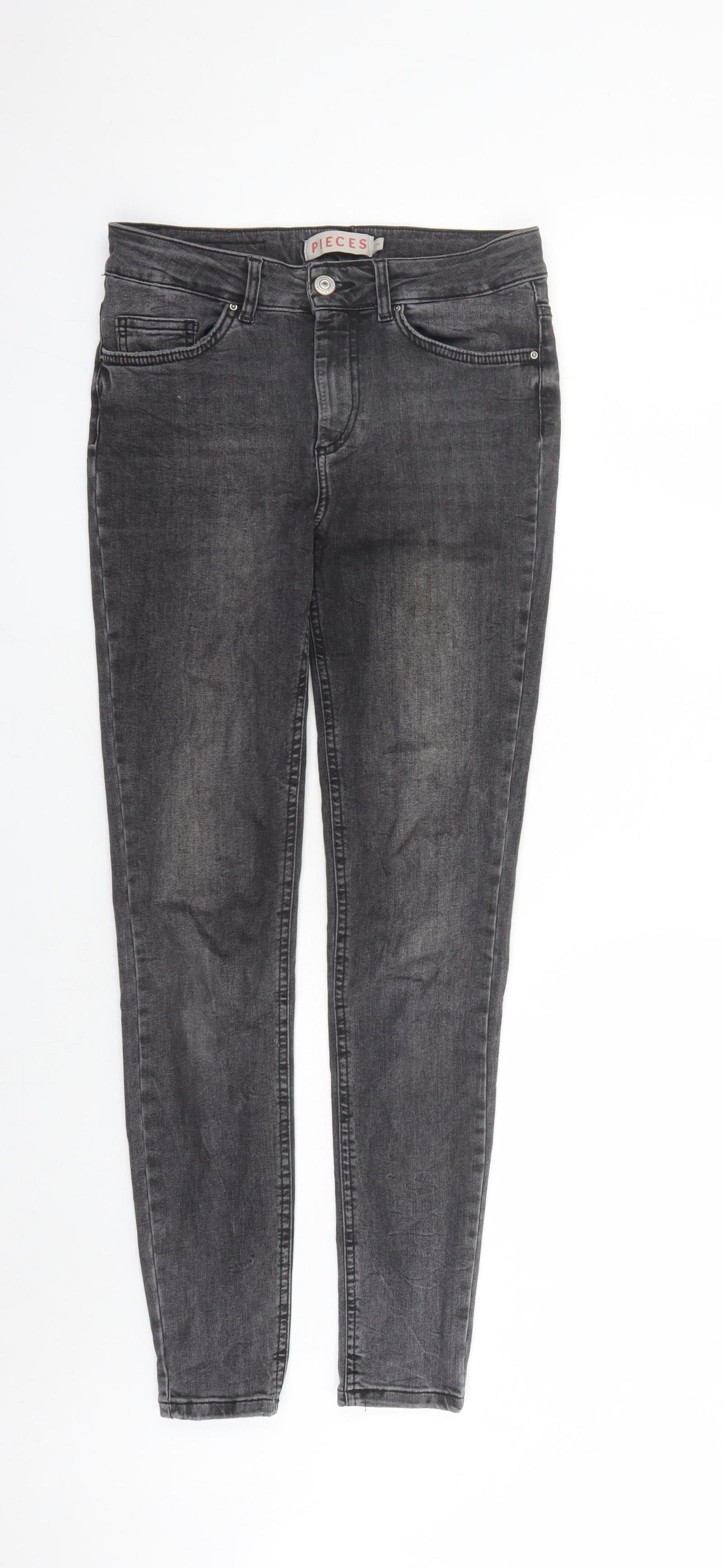 Womens UK Size S Pieces Regular Fit Skinny Grey Jeans