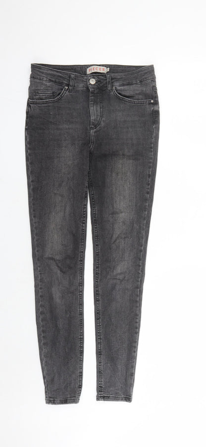 Womens UK Size S Pieces Regular Fit Skinny Grey Jeans