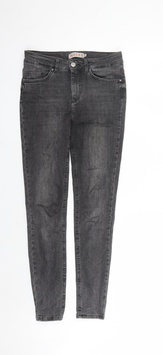 Womens UK Size S Pieces Regular Fit Skinny Grey Jeans