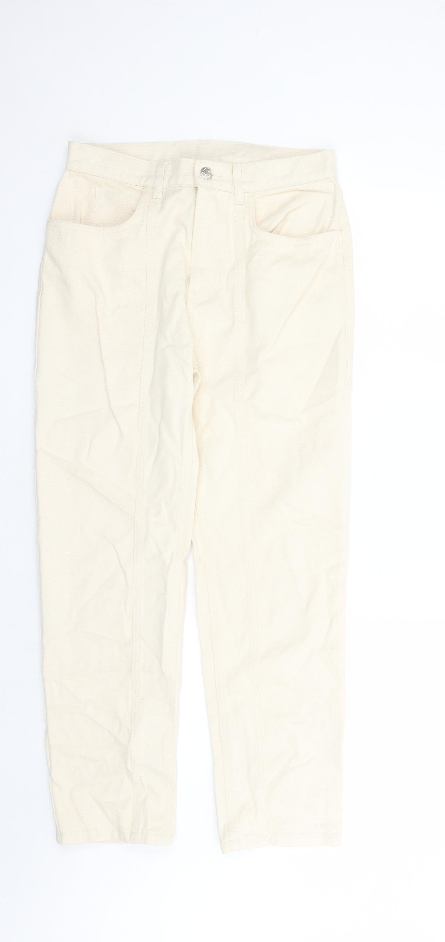 AsYou Womens Beige Cotton Straight Jeans Size 30 in L28 in Regular Zip - Pockets