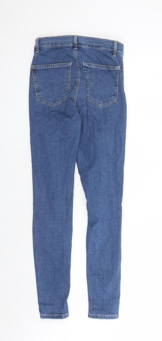 Topshop Womens Blue Cotton Skinny Jeans Size 26 in L28 in Regular Zip - Pockets