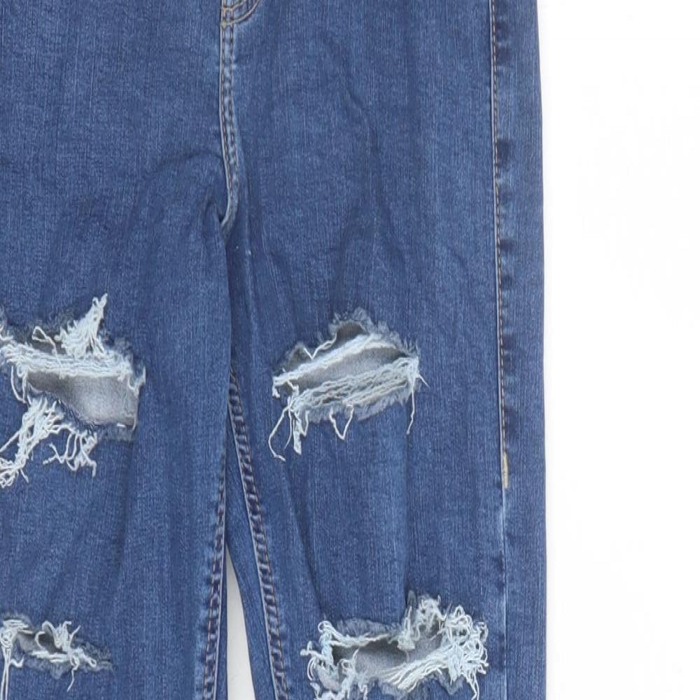 Topshop Womens Blue Cotton Skinny Jeans Size 26 in L28 in Regular Zip - Pockets