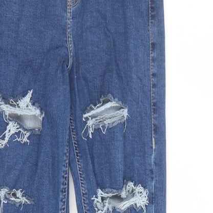 Topshop Womens Blue Cotton Skinny Jeans Size 26 in L28 in Regular Zip - Pockets